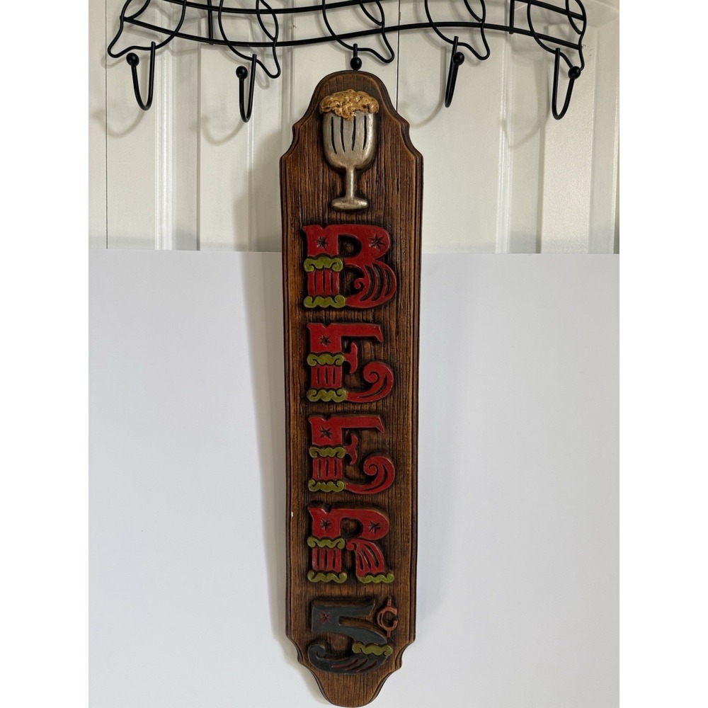 Vintage 24" Mancave Chalkware-Plaster-Ceramic 5 Cent Wall Beer Sign